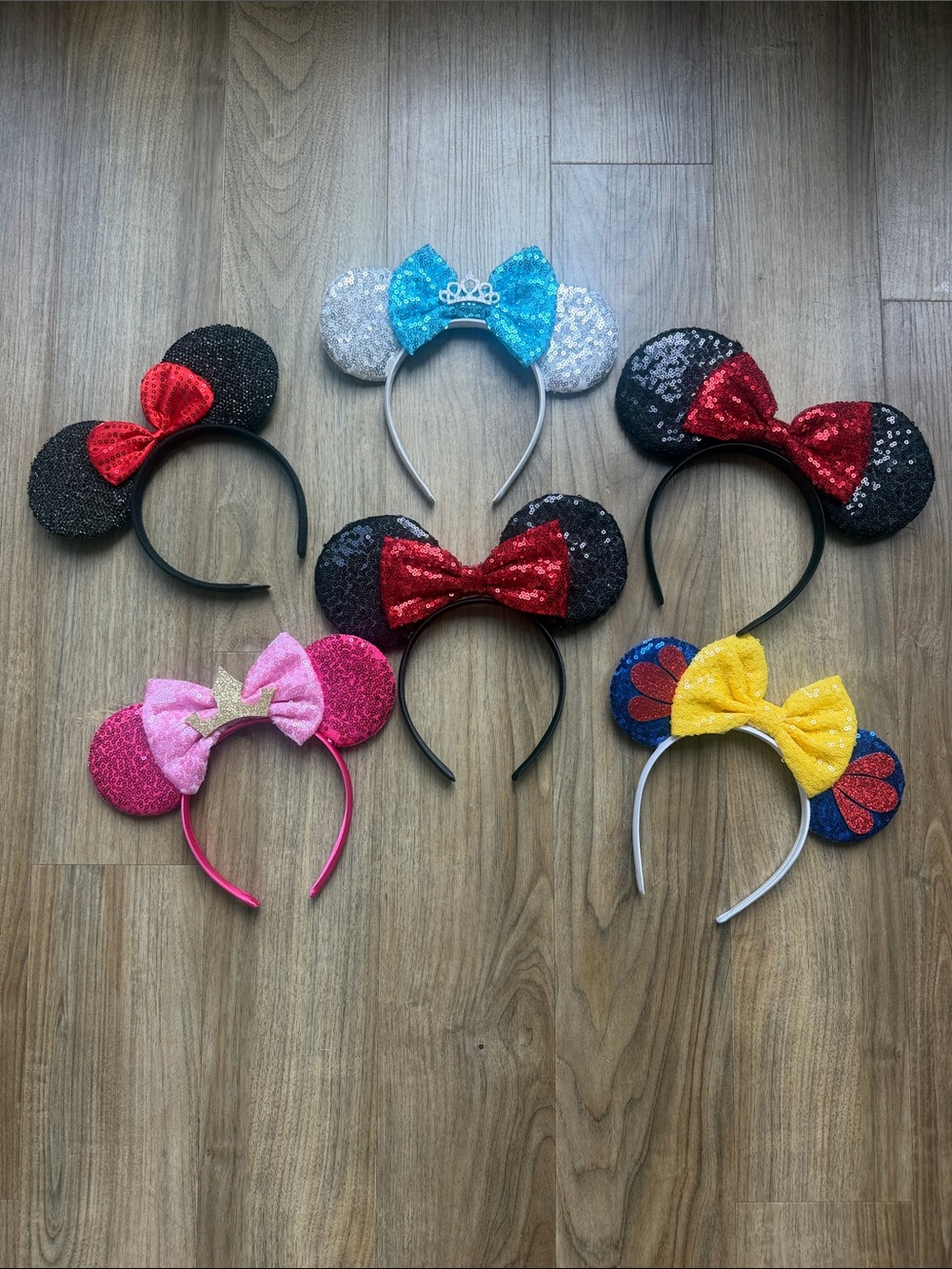 Sequin Disney -Style Headbands- Black & Red